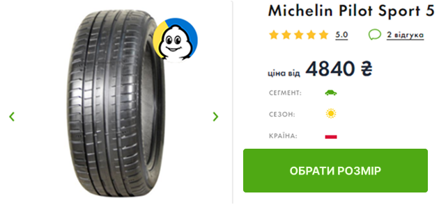 шини Michelin Pilot Sport 5
